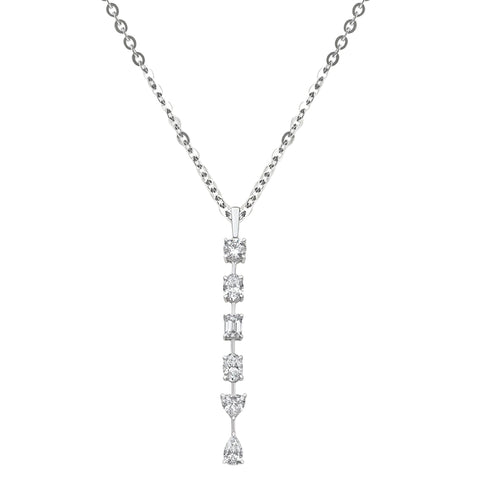 Sol et Terre Mix Cut Drop Diamond Pendant Necklace