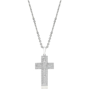 Sol et Terre Baguette Cross Pendant Necklace