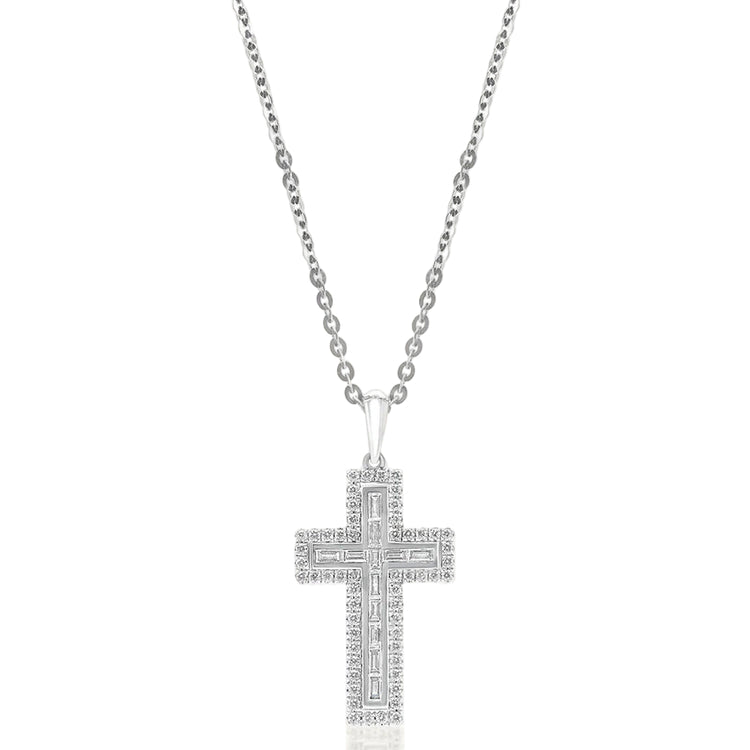 Sol et Terre Baguette Cross Pendant Necklace