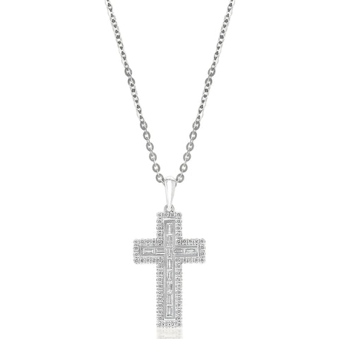 Sol et Terre Baguette Cross Pendant Necklace
