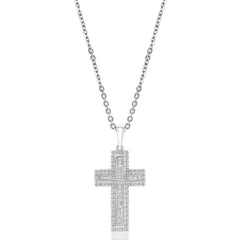 Sol et Terre Baguette Cross Pendant Necklace