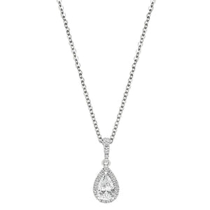 Sol et Terre Pear Diamond Pendant with Halo Necklace