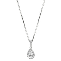Sol et Terre Pear Diamond Pendant with Halo Necklace