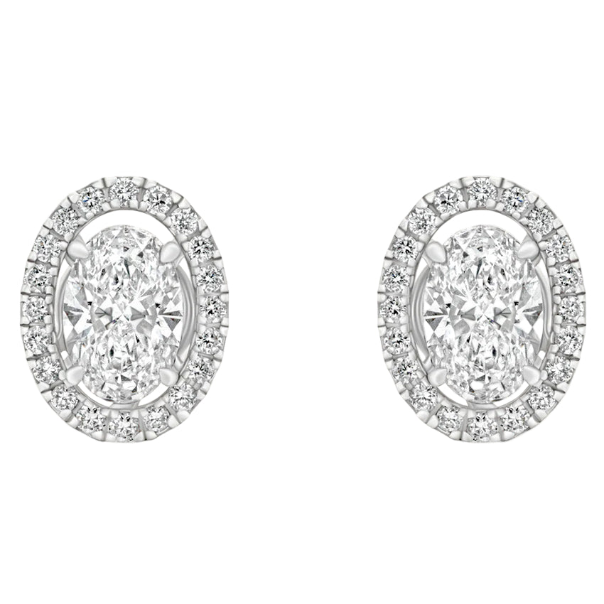 Sol et Terre Oval Stud Earrings with Removeable Halo