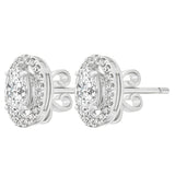 Sol et Terre Oval Stud Earrings with Removeable Halo