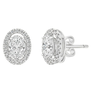 Sol et Terre Oval Stud Earrings with Removeable Halo