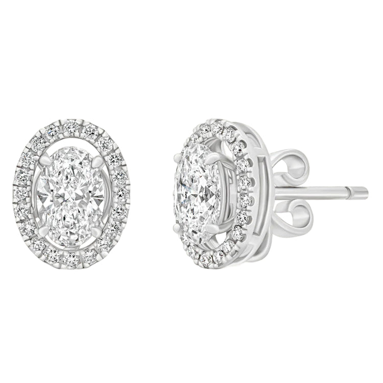 Sol et Terre Oval Stud Earrings with Removeable Halo