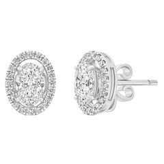 Sol et Terre Oval Stud Earrings with Removeable Halo