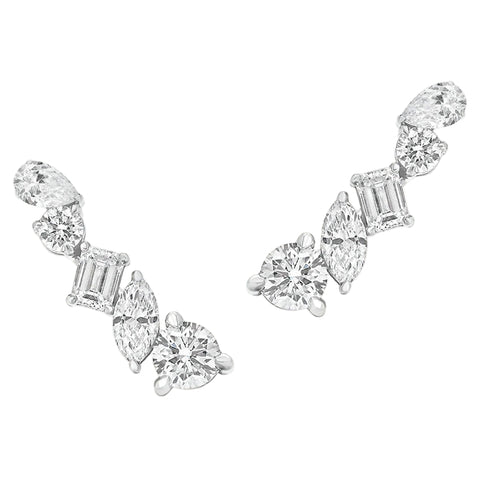Sol et Terre Mix Cut Diamonds Crawler Earrings