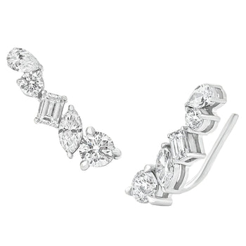 Sol et Terre Mix Cut Diamonds Crawler Earrings