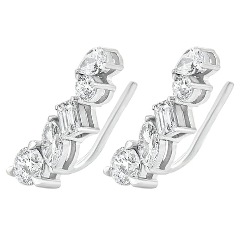 Sol et Terre Mix Cut Diamonds Crawler Earrings