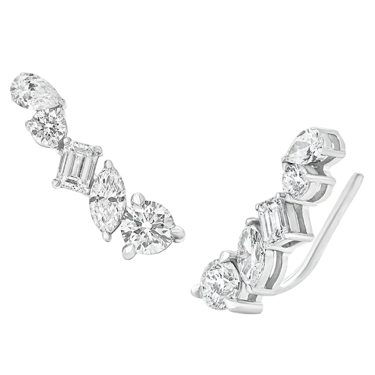 Sol et Terre Mix Cut Diamonds Crawler Earrings