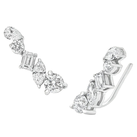 Sol et Terre Mix Cut Diamonds Crawler Earrings