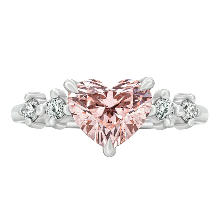 Sol et Terre Heart Diamond with Side Diamonds Ring
