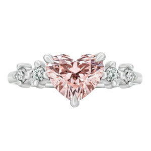 Sol et Terre Heart Diamond with Side Diamonds Ring