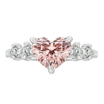 Sol et Terre Heart Diamond with Side Diamonds Ring