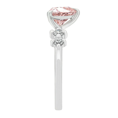 Sol et Terre Heart Diamond with Side Diamonds Ring