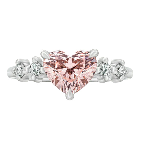 Sol et Terre Heart Diamond with Side Diamonds Ring