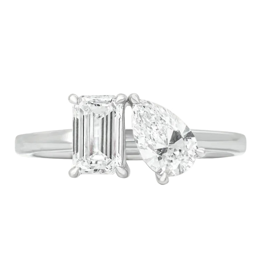 Sol et Terre Emerald and Pear Toi et Moi Ring