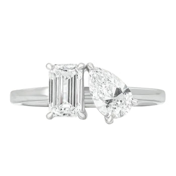 Sol et Terre Emerald and Pear Toi et Moi Ring