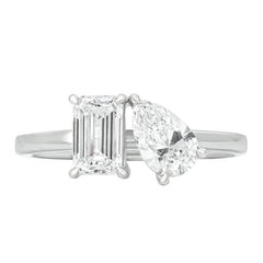 Sol et Terre Emerald and Pear Toi et Moi Ring