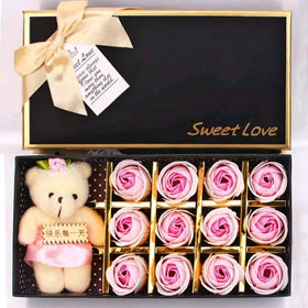 Rose Bear Soap Gift Box - 12 Pcs