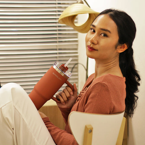 Outerbloom Personalized Tumbler Titan Terra Sunset with Straw - 900 mL