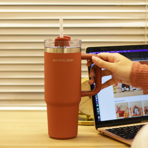 Outerbloom Personalized Tumbler Titan Terra Sunset with Straw - 900 mL