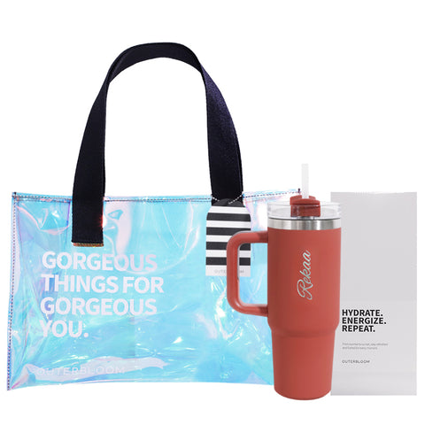 Outerbloom Personalized Tumbler Titan Terra Sunset with Straw - 900 mL