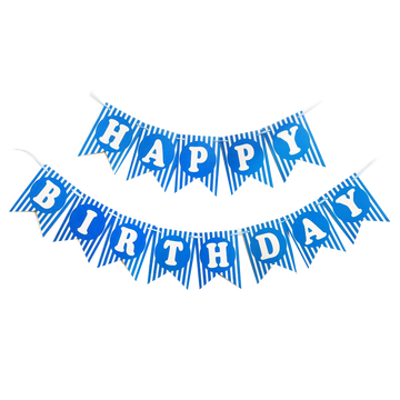 Happy Birthday Blue Strip Flag Banner