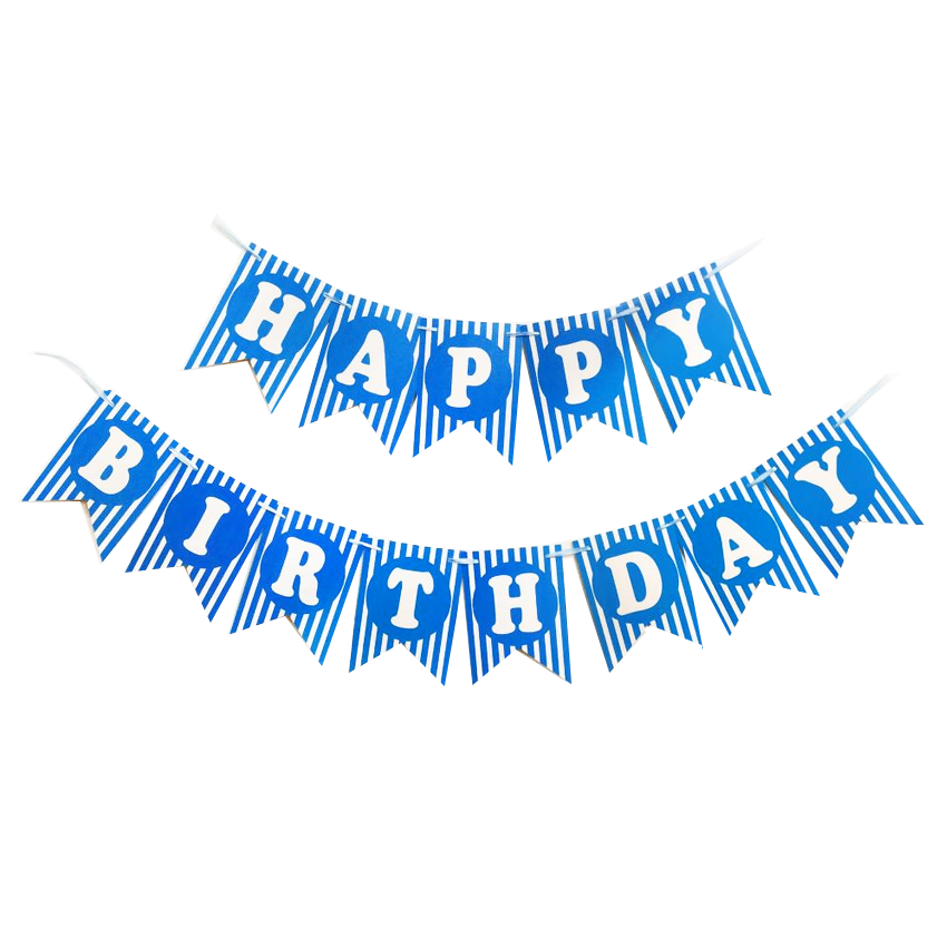Happy Birthday Blue Strip Flag Banner