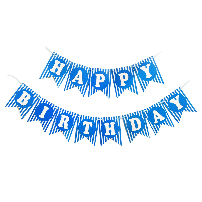 Happy Birthday Blue Strip Flag Banner