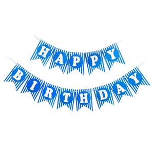 Happy Birthday Blue Strip Flag Banner