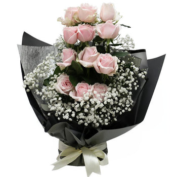 Standing Rose Eleganza Hand Bouquet - Classy Pink
