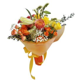 Pretty Rose And Lily Petite Basket Bouquet