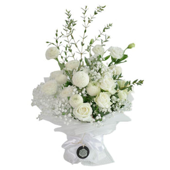 Winter Sonata  White Rose Chrysant Bouquet