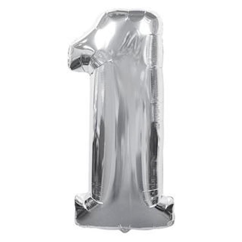 Jumbo Silver Number Foil Balloon 0-9