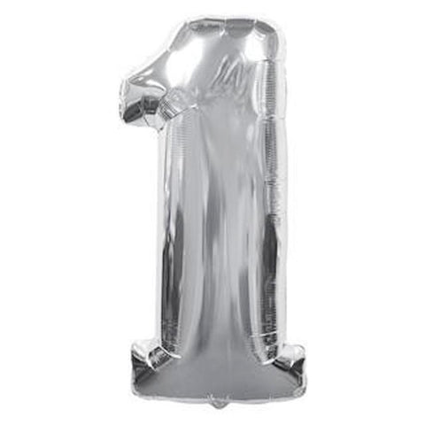 Silver Number Foil Balloon 0-9