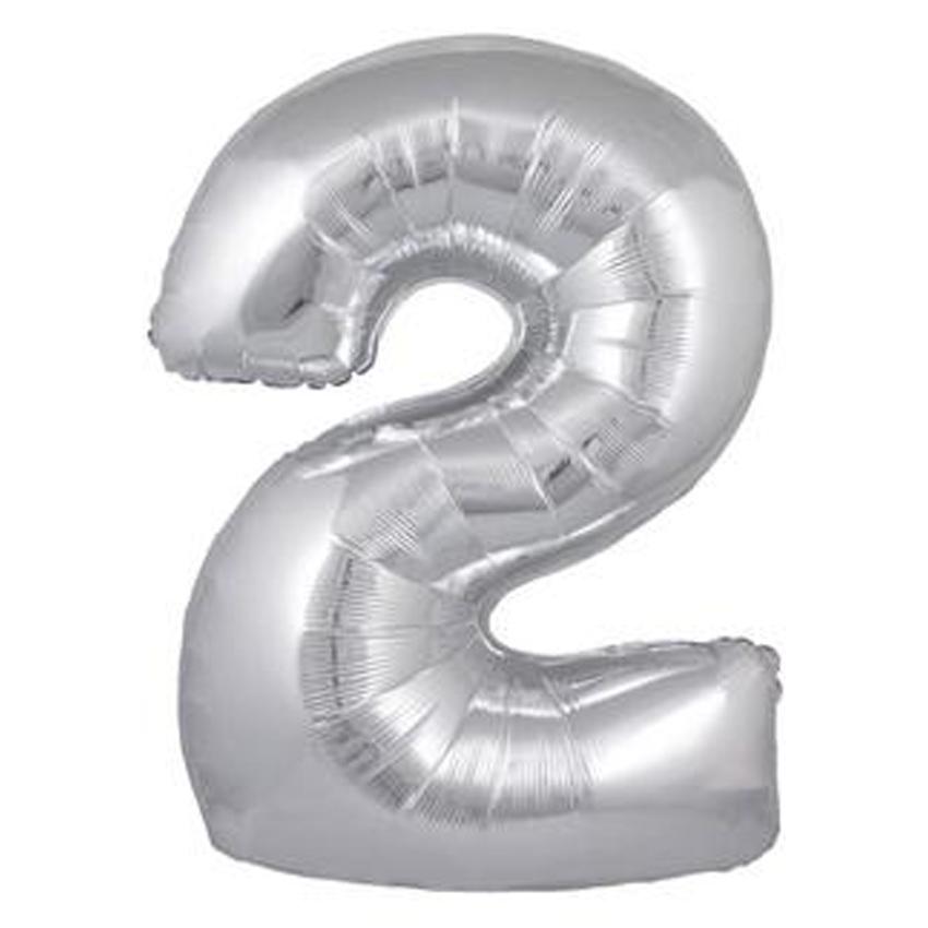 Silver Number Foil Balloon 0-9