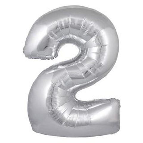 Silver Number Foil Balloon 0-9