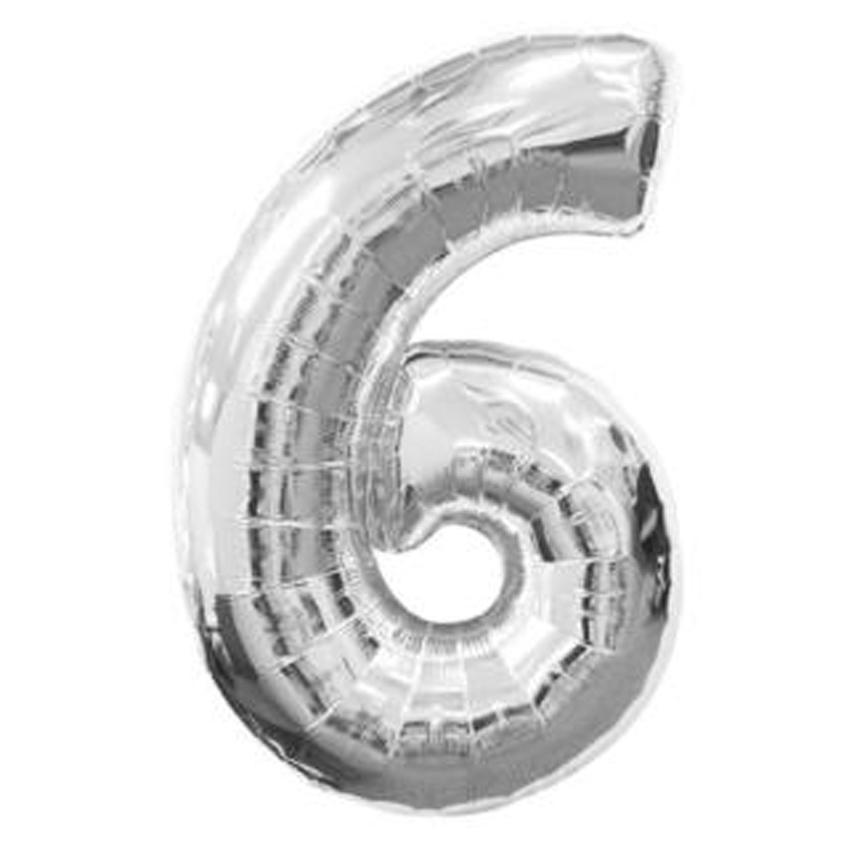 Jumbo Silver Number Foil Balloon 0-9
