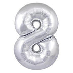 Silver Number Foil Balloon 0-9