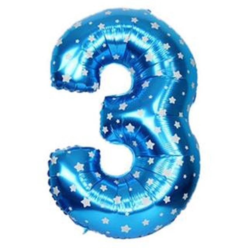 Blue Number Foil Balloon 0-9