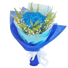 12 Blue Roses Hand Bouquet