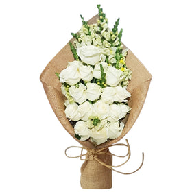 20 White Roses in Bouquet