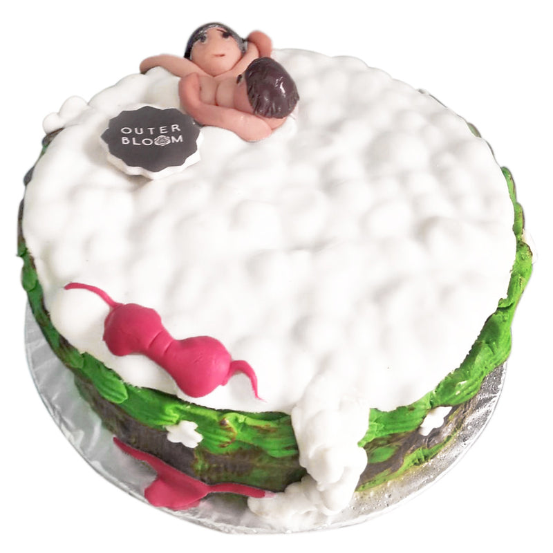 Girl Figure Topper; Relaxed Smile in Bath | Cakeheads
