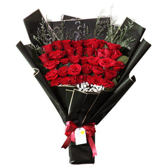 Classic Midnight Hand Bouquet - Fiery Red