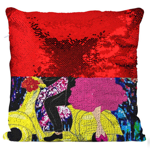 Custom Red Sequins Square Pillow
