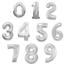 Silver Number Foil Balloon 0-9