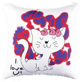 Calm Cat White Pillow